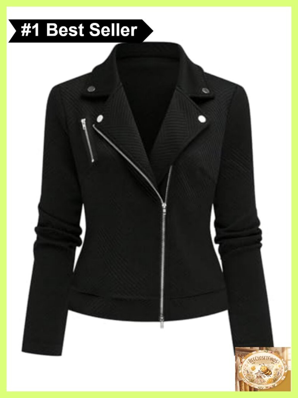 Zip Up Motorcycle Jacket Long Sleeve Moto Bomber Quilted Biker